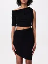 Jacquemus Draped One-shoulder Ruched Crop Top In Black