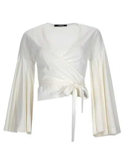 Jacquemus Le Cache Coeur Ventadou Wrap Top In White