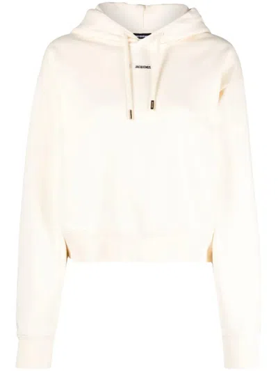 Jacquemus Top Le Hoodie Gros Grain With Logo In Beige