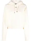 Jacquemus Cotton Hoodie With Drawstring Hood And Ribbed Details In Beige