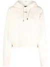 Jacquemus Cotton Hoodie With Drawstring Hood And Ribbed Details In Nude & Neutrals
