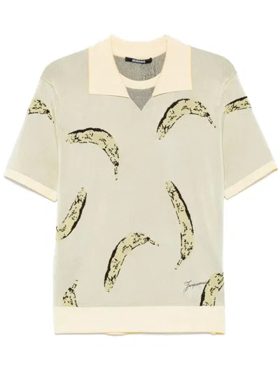 Jacquemus Crew Neck Graphic Print Polo Shirt In Yellow