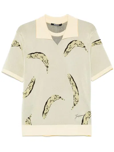 Jacquemus Crew Neck Graphic Print Polo Shirt In Yellow