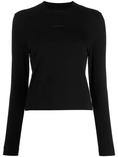 Jacquemus Top Le T-shirt Gros Grain In Cotone Stretch In Black