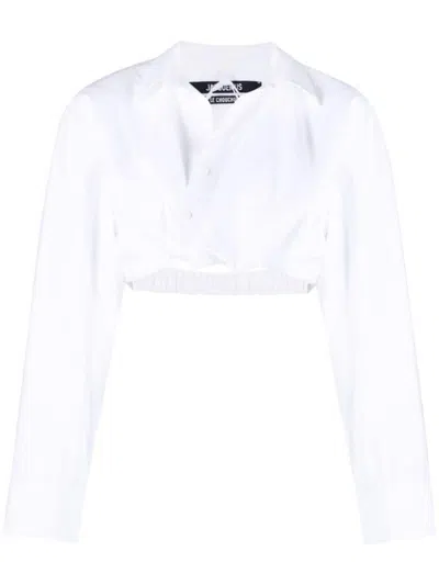 Jacquemus Twist Detailed Cropped Shirt In White