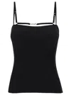 JACQUEMUS 'LE HAUT SIERRA' BLACK RIBBED TOP WITH LOGO DETAIL IN VISCOSE BLEND WOMAN