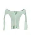 Jacquemus Tordu Cold-shoulder Ribbed-knit Cardigan In Green Viscose In Green