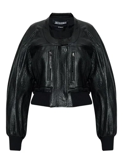 Jacquemus Tore Zip-up Bomber Jacket In Black
