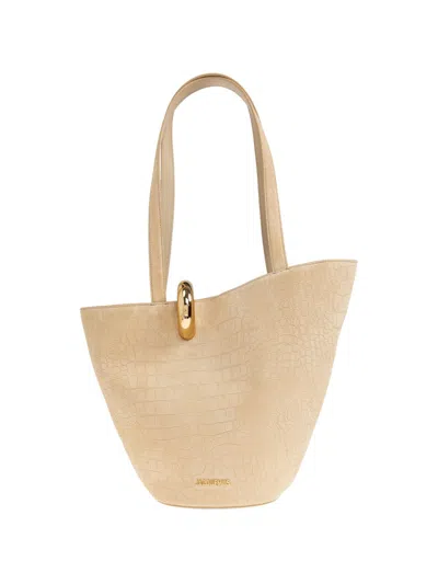 Jacquemus Tote Le Bambola Moyen Suede Beige Asimetr