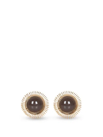 Jacquemus Sunflower Earrings With Gold-tone Finish In Grey