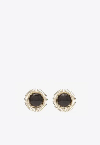 Jacquemus Sunflower Earrings With Gold-tone Finish In Grey