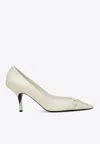 Jacquemus Tourni 80 Python-embossed Leather Pumps In White