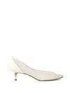 Jacquemus Tourni Bow-detailed Leather-trimmed Mesh Pumps In White