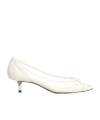 Jacquemus Tourni Bow-detailed Leather-trimmed Mesh Pumps In White