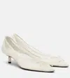 Jacquemus Tourni Bow-detailed Leather-trimmed Mesh Pumps In White