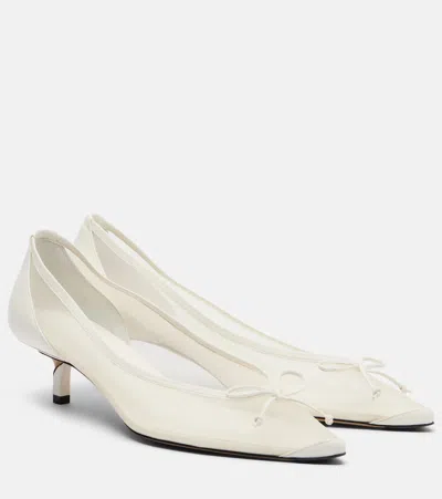 JACQUEMUS TOURNI LEATHER-TRIMMED MESH PUMPS