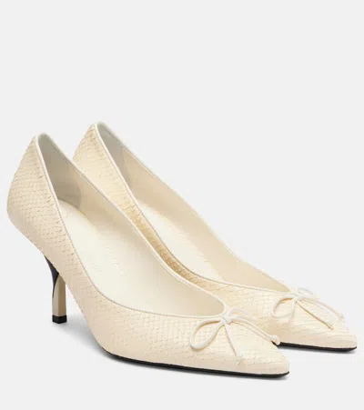 Jacquemus Tourni 80 Python-embossed Leather Pumps In White