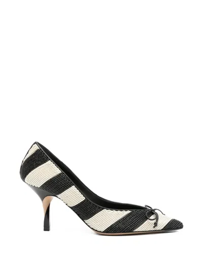 Jacquemus Tourni Striped Bow Pumps In Black