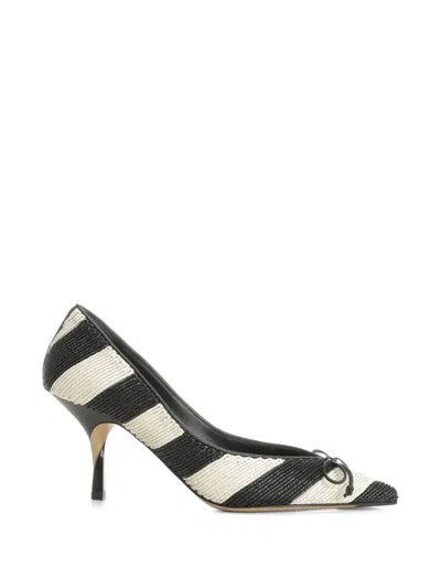 Jacquemus Les Escarpins Tourni 80 Striped Faux Raffia Pumps In Black