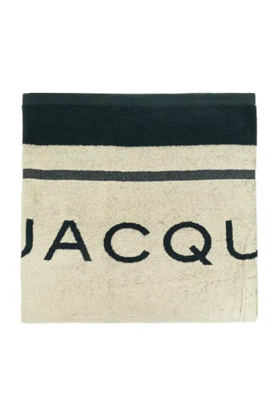 Jacquemus Logo-jacquard Beach Towel In Neutrals