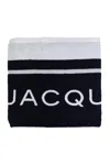 Jacquemus Cruise Towel With Embroidered Palm Tree And Star Motif In White/blue