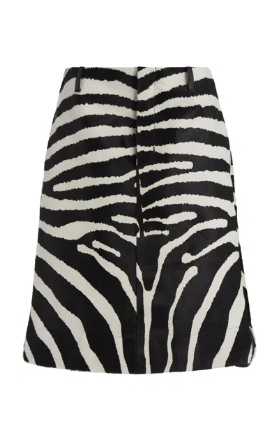 Jacquemus La Jupe Tozzi Zebra Leather Midi Skirt In Black And White Zebra