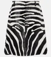 Jacquemus Tozzi Leather-trimmed Zebra-jacquard Cotton Midi Skirt In Black