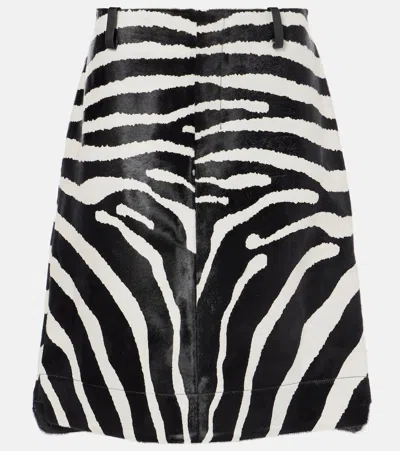 Jacquemus Tozzi Leather-trimmed Zebra-jacquard Cotton Midi Skirt In Multi