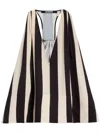 Jacquemus Beige Deep V-neck Sleeveless Racerback Top With Vertical Stripes In Multi