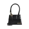 Jacquemus Trapezoidal Leather Handbag With Gold-tone Details In Black
