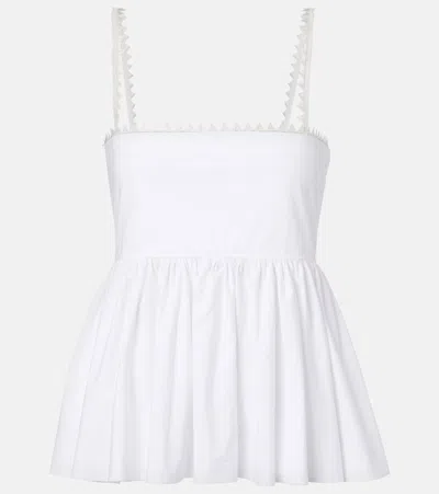 Jacquemus Traversin Cotton Peplum Top In White