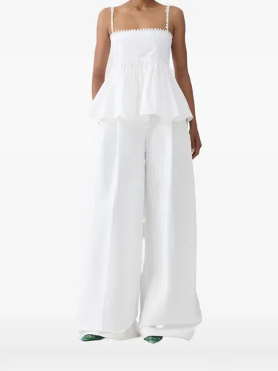 Jacquemus Top Le Haut Traversin White With V-neck And Ruffle Details In Cotton For Women