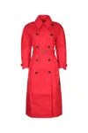 Jacquemus Belted Trench Coat With Structured Collar In Red