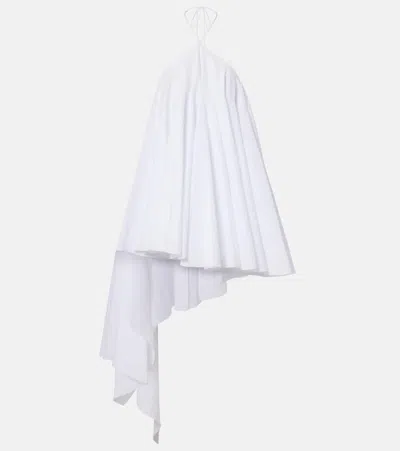 Jacquemus La Triangle Courte Asymmetric Cotton-blend Mini Dress In White