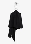 Jacquemus Courte Asymmetric Cotton-blend Crepon Halterneck Dress In Black