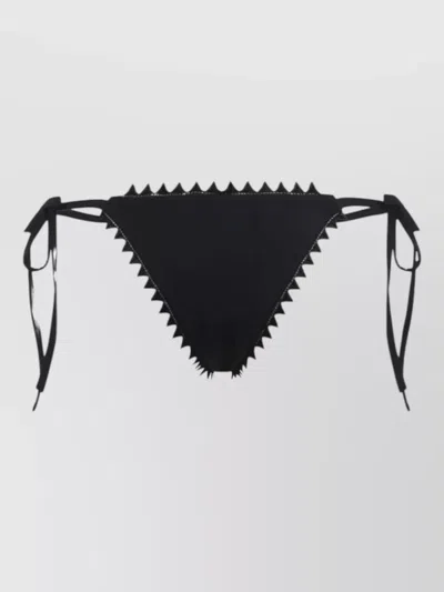 Jacquemus Triangle Bikini Bottoms Scalloped Trim In Black