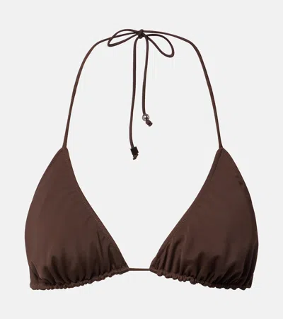Jacquemus Le Haut De Plage Triangle Beachwear Brown In Neutral