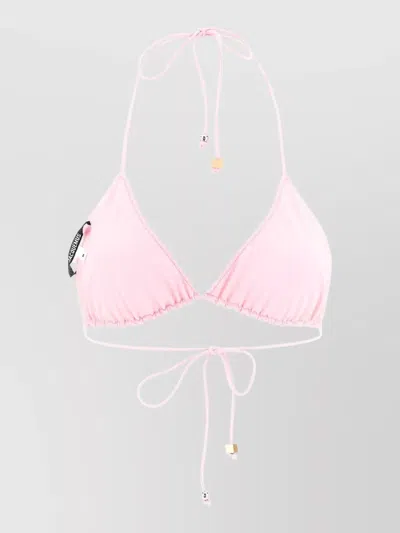 Jacquemus Triangle Bikini Top Halter Neck Beaded In Pink