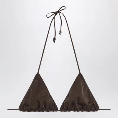 Jacquemus Triangle Bikini Top In Brown