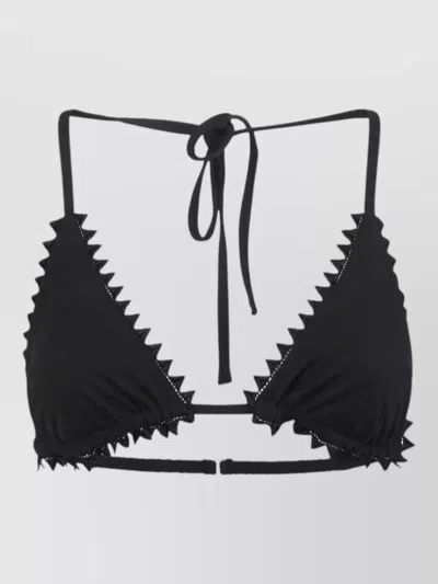 JACQUEMUS TRIANGLE BIKINI TOP LACE TRIM STRAPS