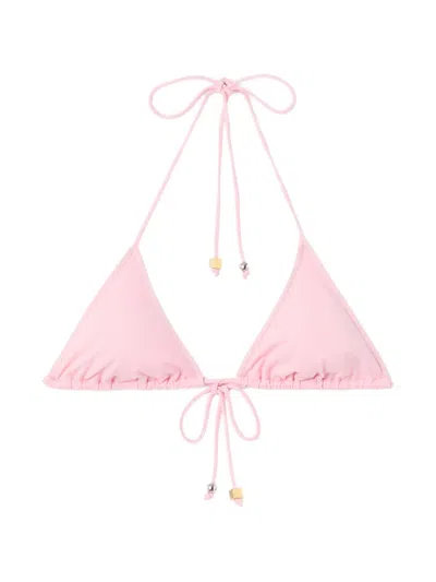 Jacquemus Pink Triangle Bikini Top With Beads