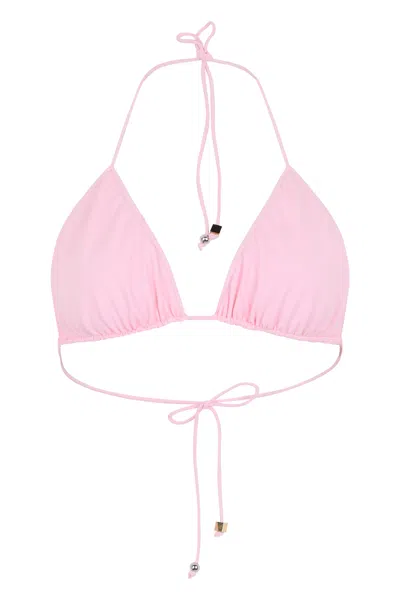 Jacquemus Triangle Bikini Top With Adjustable Straps In Pink