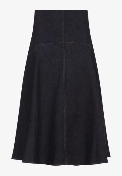 Jacquemus Triangle De-nimes Midi Skirt In Blue