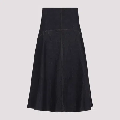 Jacquemus Triangle De-nimes Midi Skirt In Blue