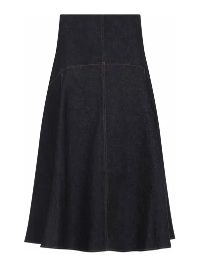 JACQUEMUS TRIANGLE DE-NIMES MIDI SKIRT