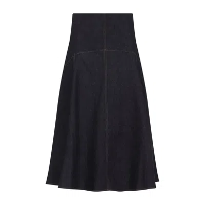 Jacquemus Triangle De-nimes Midi Skirt Women In Black