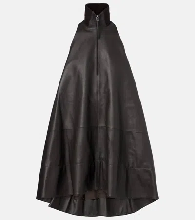 Jacquemus Triangle Leather Minidress In Black