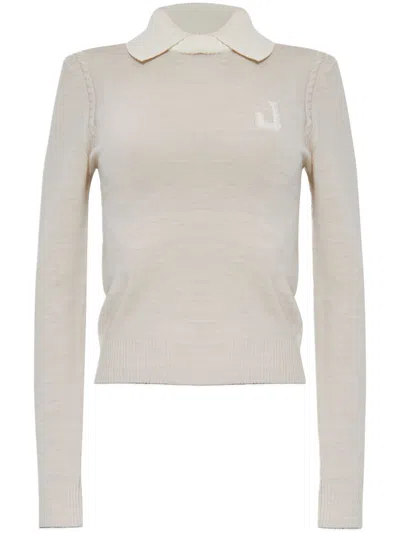 Jacquemus Off-white 'the Tricot Knit' Polo In Beige