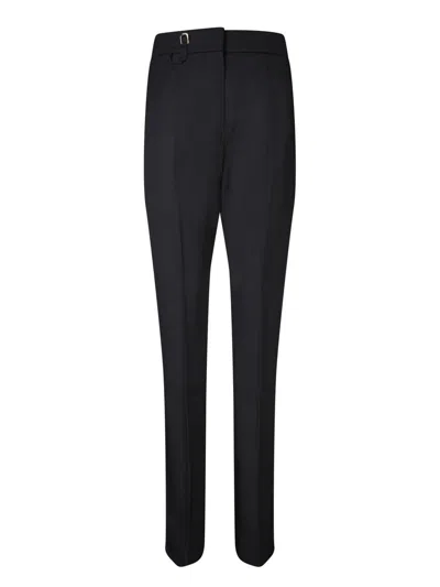 Jacquemus High-waisted Straight Leg Trousers With Buckle Detail And Silhouette In Black