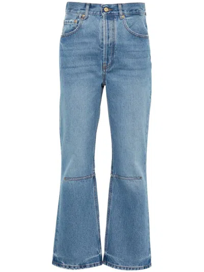 Jacquemus Le De-nîmes High-waist Cropped Jeans In Blue/tabac